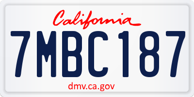 CA license plate 7MBC187