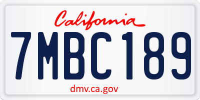 CA license plate 7MBC189