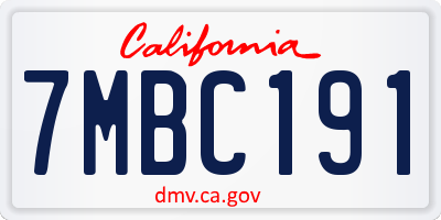 CA license plate 7MBC191