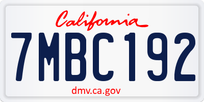 CA license plate 7MBC192