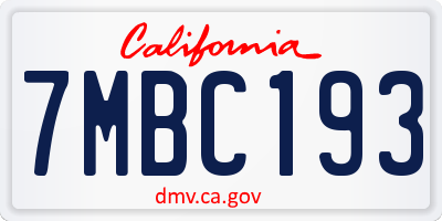 CA license plate 7MBC193