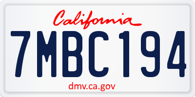 CA license plate 7MBC194