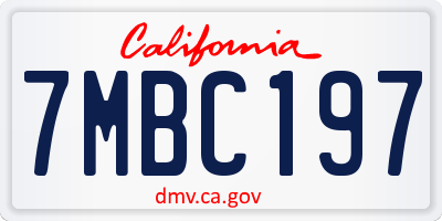 CA license plate 7MBC197