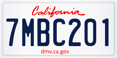 CA license plate 7MBC201