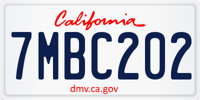 CA license plate 7MBC202