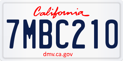 CA license plate 7MBC210