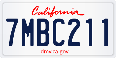 CA license plate 7MBC211