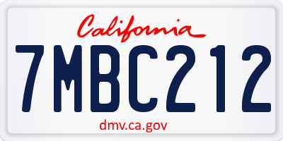 CA license plate 7MBC212