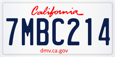 CA license plate 7MBC214