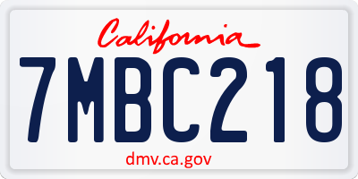 CA license plate 7MBC218