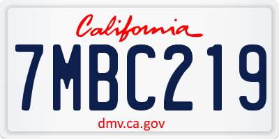 CA license plate 7MBC219