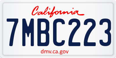 CA license plate 7MBC223
