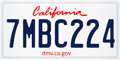 CA license plate 7MBC224