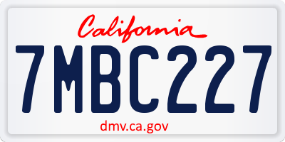CA license plate 7MBC227