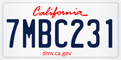 CA license plate 7MBC231