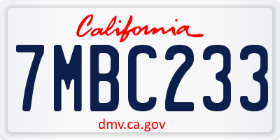 CA license plate 7MBC233
