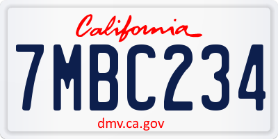 CA license plate 7MBC234