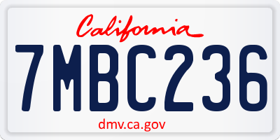 CA license plate 7MBC236