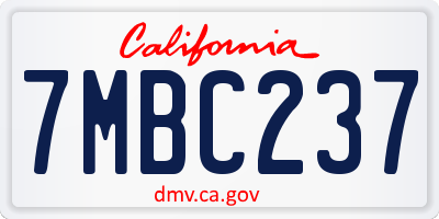 CA license plate 7MBC237