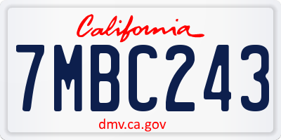 CA license plate 7MBC243