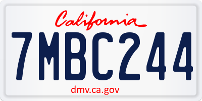 CA license plate 7MBC244