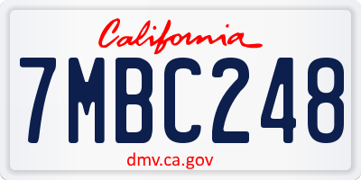 CA license plate 7MBC248