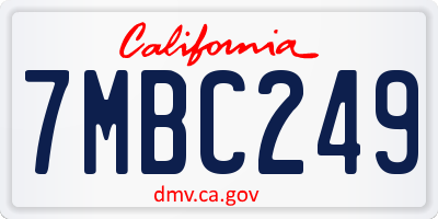 CA license plate 7MBC249