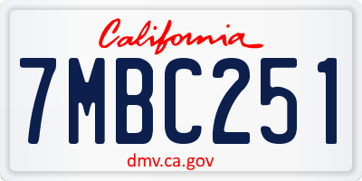 CA license plate 7MBC251