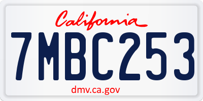 CA license plate 7MBC253