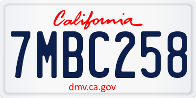 CA license plate 7MBC258
