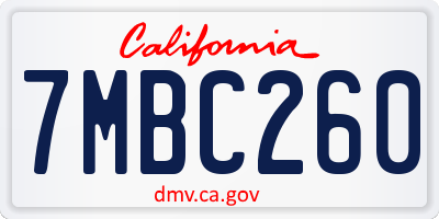 CA license plate 7MBC260