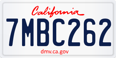 CA license plate 7MBC262