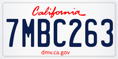 CA license plate 7MBC263
