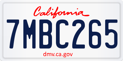 CA license plate 7MBC265