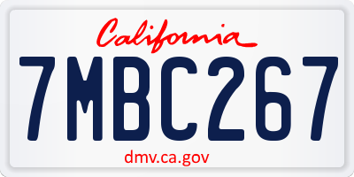 CA license plate 7MBC267