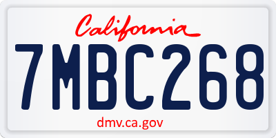 CA license plate 7MBC268