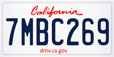 CA license plate 7MBC269