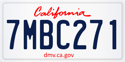 CA license plate 7MBC271