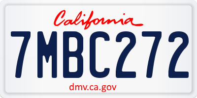 CA license plate 7MBC272