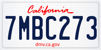 CA license plate 7MBC273