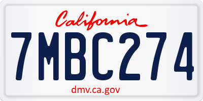 CA license plate 7MBC274