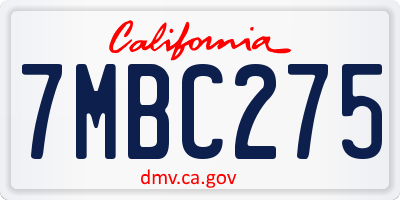 CA license plate 7MBC275