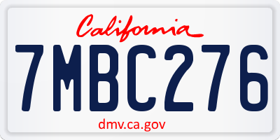 CA license plate 7MBC276