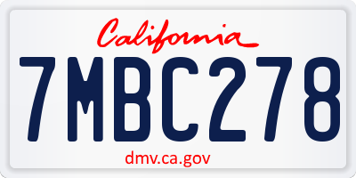 CA license plate 7MBC278