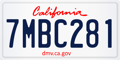 CA license plate 7MBC281