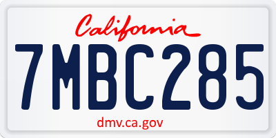 CA license plate 7MBC285