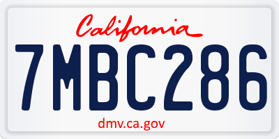 CA license plate 7MBC286