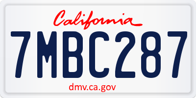 CA license plate 7MBC287