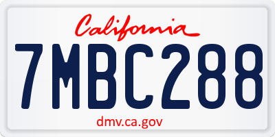 CA license plate 7MBC288