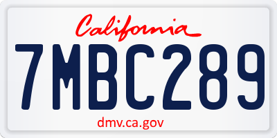 CA license plate 7MBC289